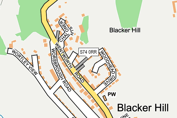 S74 0RR map - OS OpenMap – Local (Ordnance Survey)