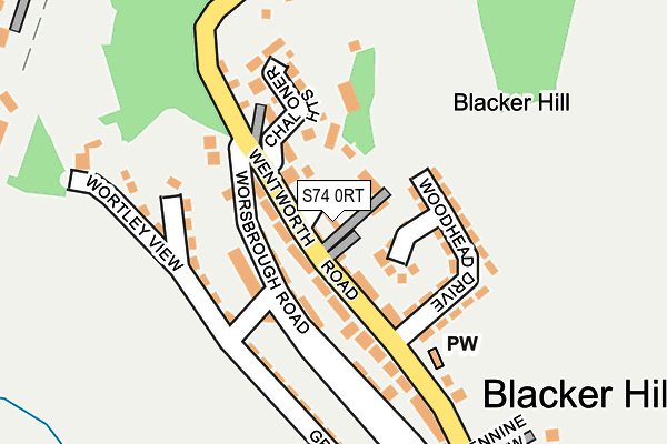 S74 0RT map - OS OpenMap – Local (Ordnance Survey)