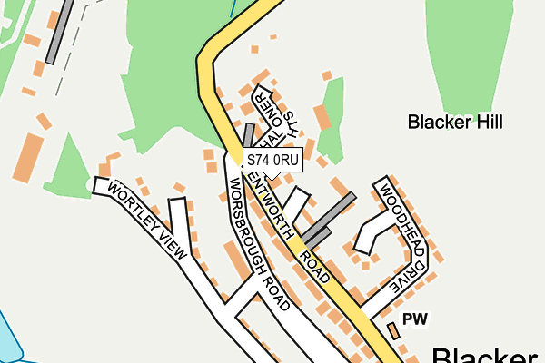 S74 0RU map - OS OpenMap – Local (Ordnance Survey)