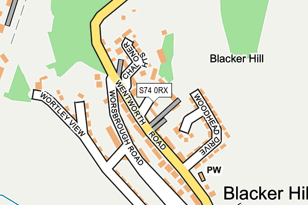 S74 0RX map - OS OpenMap – Local (Ordnance Survey)