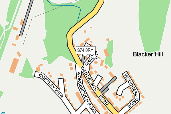 S74 0RY map - OS OpenMap – Local (Ordnance Survey)