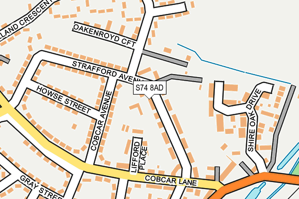 S74 8AD map - OS OpenMap – Local (Ordnance Survey)