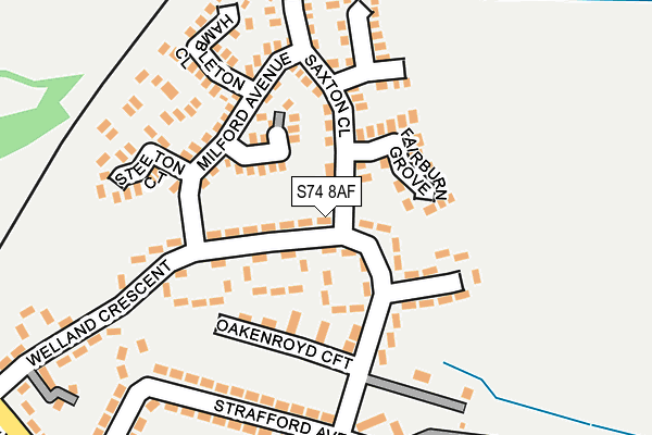 S74 8AF map - OS OpenMap – Local (Ordnance Survey)