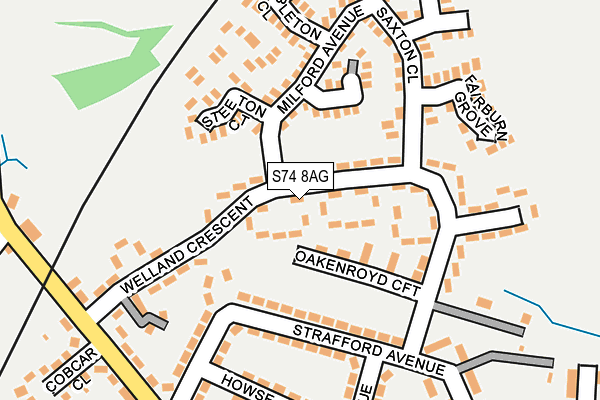 S74 8AG map - OS OpenMap – Local (Ordnance Survey)