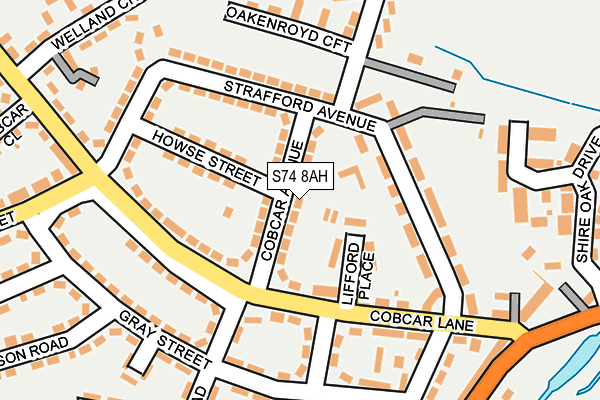 S74 8AH map - OS OpenMap – Local (Ordnance Survey)
