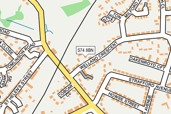 S74 8BN map - OS OpenMap – Local (Ordnance Survey)