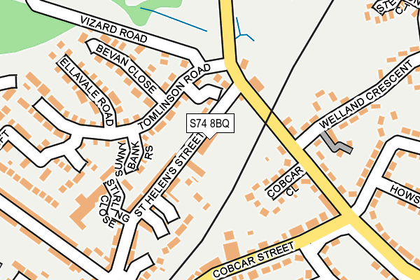 S74 8BQ map - OS OpenMap – Local (Ordnance Survey)