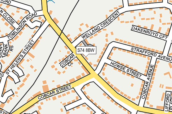 S74 8BW map - OS OpenMap – Local (Ordnance Survey)