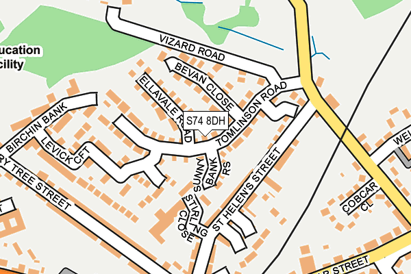 S74 8DH map - OS OpenMap – Local (Ordnance Survey)