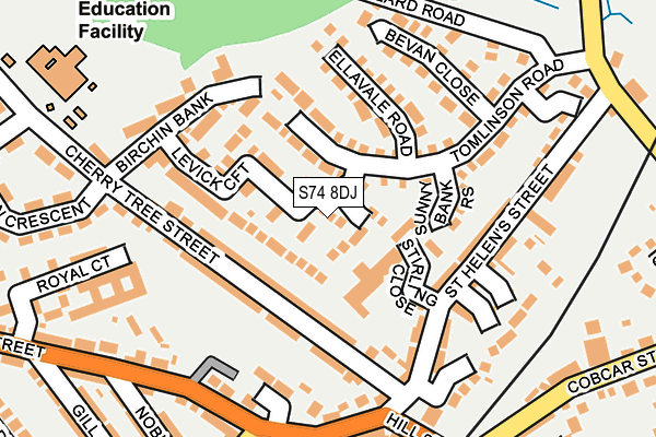 S74 8DJ map - OS OpenMap – Local (Ordnance Survey)