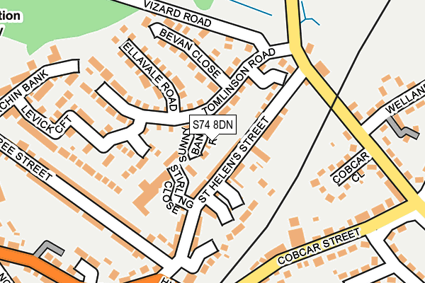 S74 8DN map - OS OpenMap – Local (Ordnance Survey)