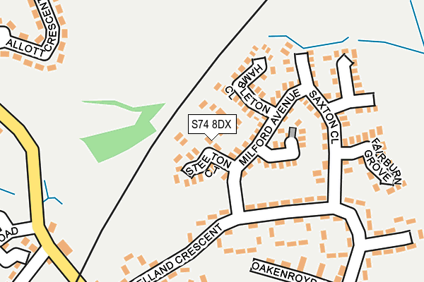S74 8DX map - OS OpenMap – Local (Ordnance Survey)