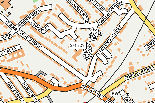 S74 8DY map - OS OpenMap – Local (Ordnance Survey)