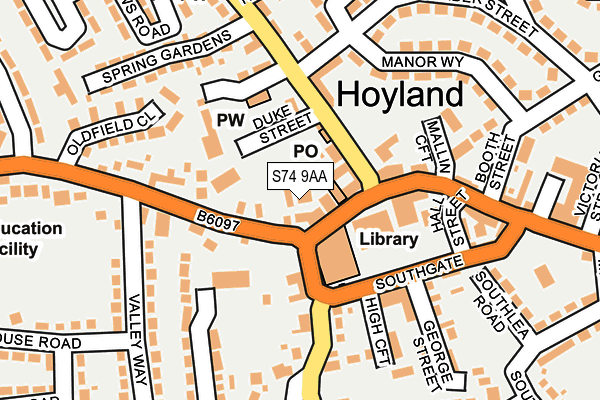 S74 9AA map - OS OpenMap – Local (Ordnance Survey)
