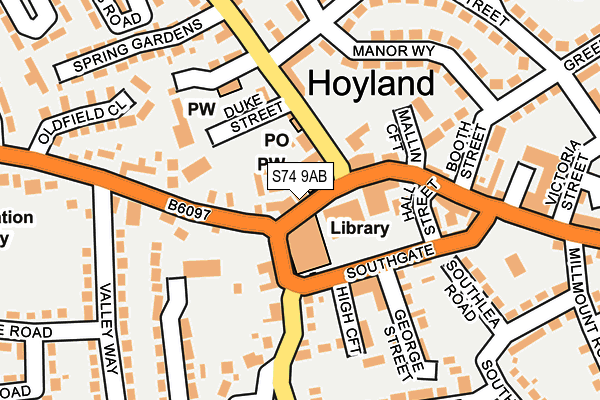 S74 9AB map - OS OpenMap – Local (Ordnance Survey)