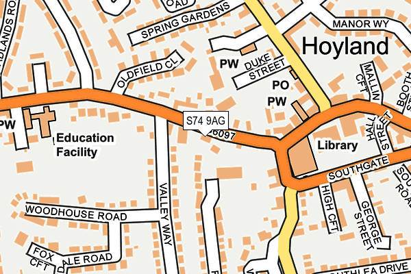 S74 9AG map - OS OpenMap – Local (Ordnance Survey)