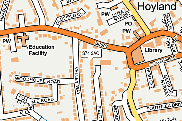 S74 9AQ map - OS OpenMap – Local (Ordnance Survey)