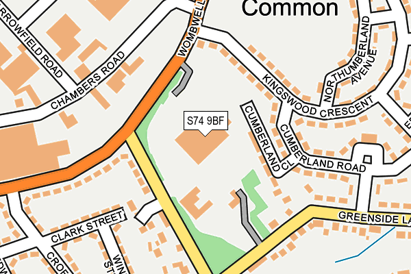S74 9BF map - OS OpenMap – Local (Ordnance Survey)