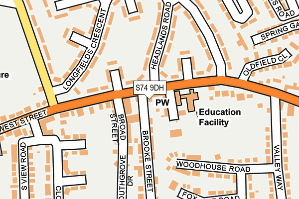 S74 9DH map - OS OpenMap – Local (Ordnance Survey)