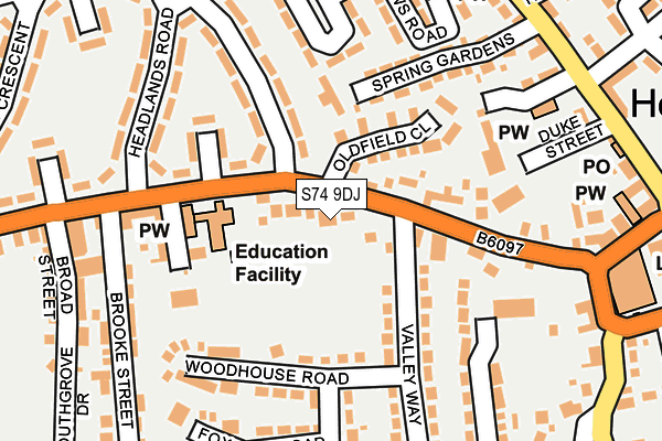 S74 9DJ map - OS OpenMap – Local (Ordnance Survey)