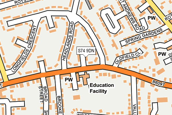 S74 9DN map - OS OpenMap – Local (Ordnance Survey)