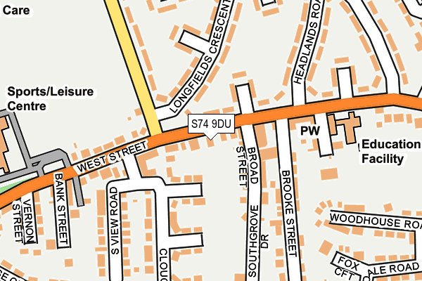 S74 9DU map - OS OpenMap – Local (Ordnance Survey)