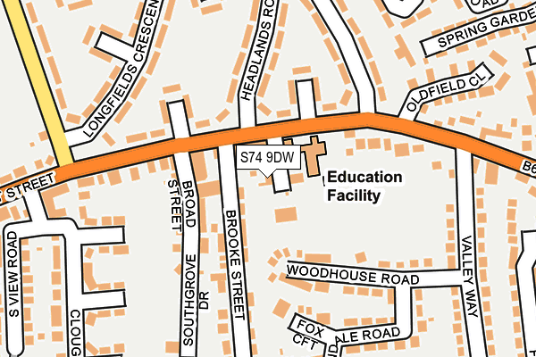 S74 9DW map - OS OpenMap – Local (Ordnance Survey)