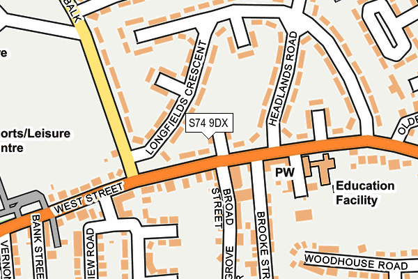 S74 9DX map - OS OpenMap – Local (Ordnance Survey)