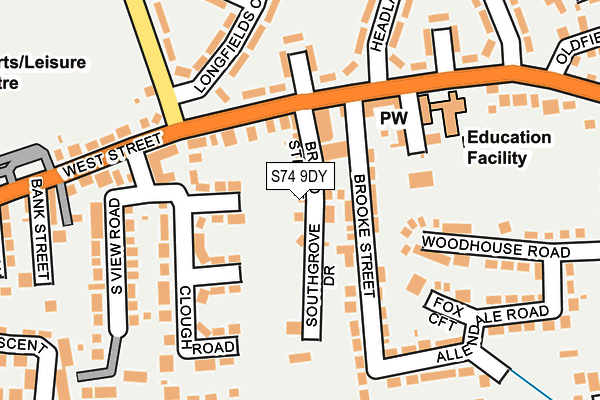 S74 9DY map - OS OpenMap – Local (Ordnance Survey)