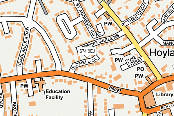 S74 9EJ map - OS OpenMap – Local (Ordnance Survey)