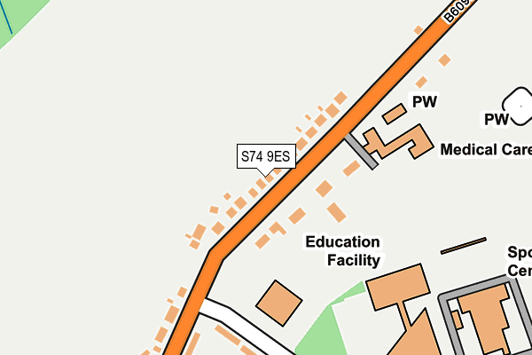 S74 9ES map - OS OpenMap – Local (Ordnance Survey)
