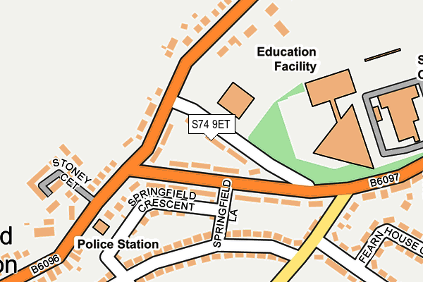 S74 9ET map - OS OpenMap – Local (Ordnance Survey)