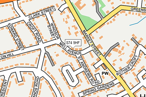 S74 9HF map - OS OpenMap – Local (Ordnance Survey)