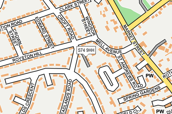 S74 9HH map - OS OpenMap – Local (Ordnance Survey)