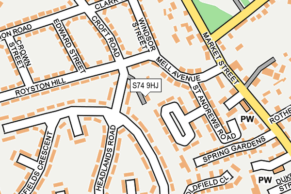 S74 9HJ map - OS OpenMap – Local (Ordnance Survey)