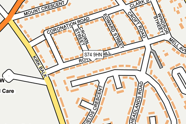 S74 9HN map - OS OpenMap – Local (Ordnance Survey)