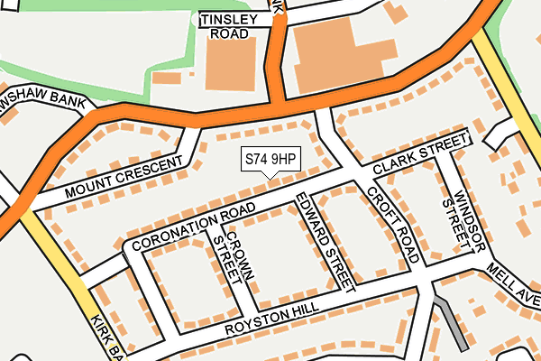 S74 9HP map - OS OpenMap – Local (Ordnance Survey)