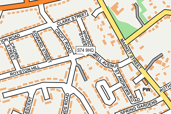 S74 9HQ map - OS OpenMap – Local (Ordnance Survey)