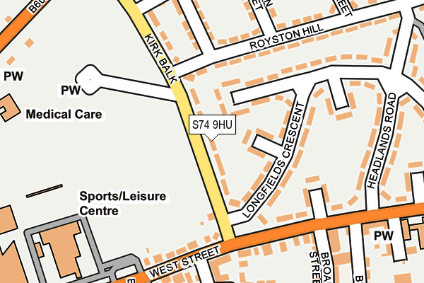 S74 9HU map - OS OpenMap – Local (Ordnance Survey)