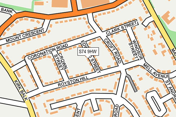S74 9HW map - OS OpenMap – Local (Ordnance Survey)