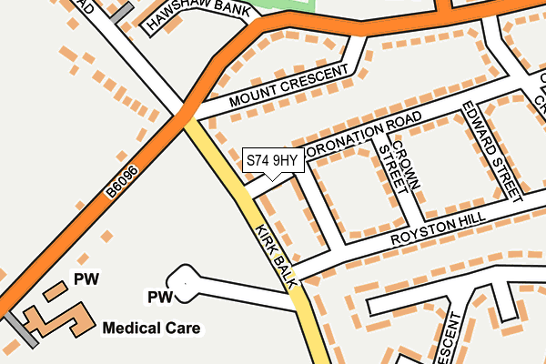 S74 9HY map - OS OpenMap – Local (Ordnance Survey)