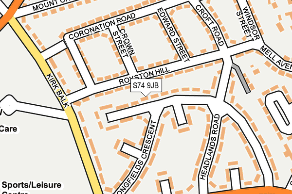 S74 9JB map - OS OpenMap – Local (Ordnance Survey)