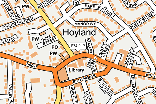 S74 9JP map - OS OpenMap – Local (Ordnance Survey)