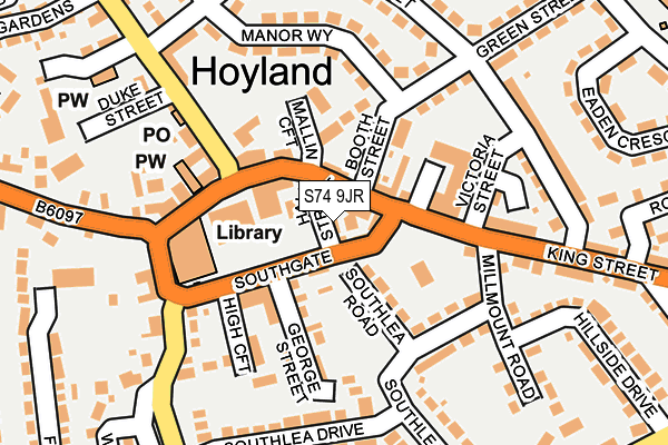 S74 9JR map - OS OpenMap – Local (Ordnance Survey)