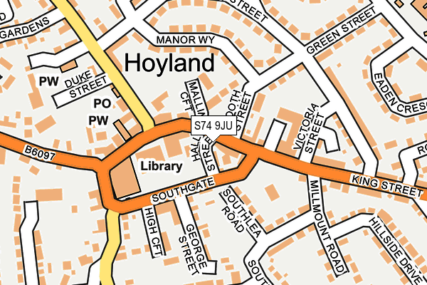 S74 9JU map - OS OpenMap – Local (Ordnance Survey)