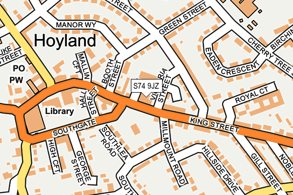 S74 9JZ map - OS OpenMap – Local (Ordnance Survey)