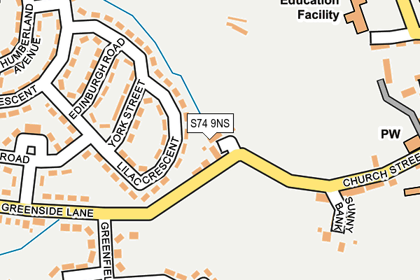 S74 9NS map - OS OpenMap – Local (Ordnance Survey)