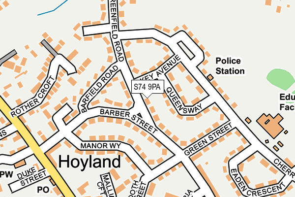 S74 9PA map - OS OpenMap – Local (Ordnance Survey)