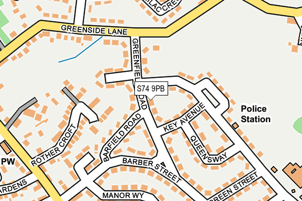 S74 9PB map - OS OpenMap – Local (Ordnance Survey)