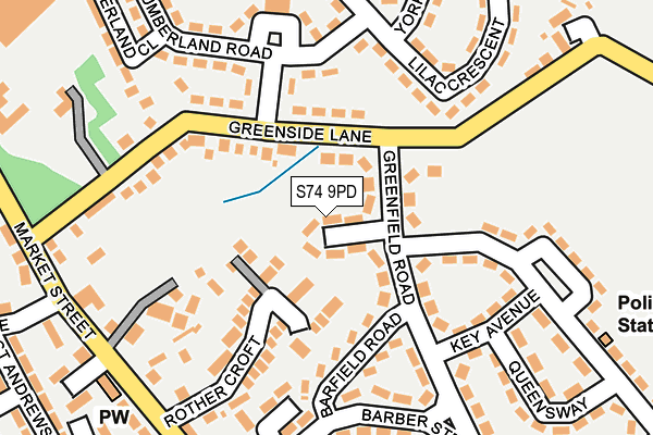 S74 9PD map - OS OpenMap – Local (Ordnance Survey)